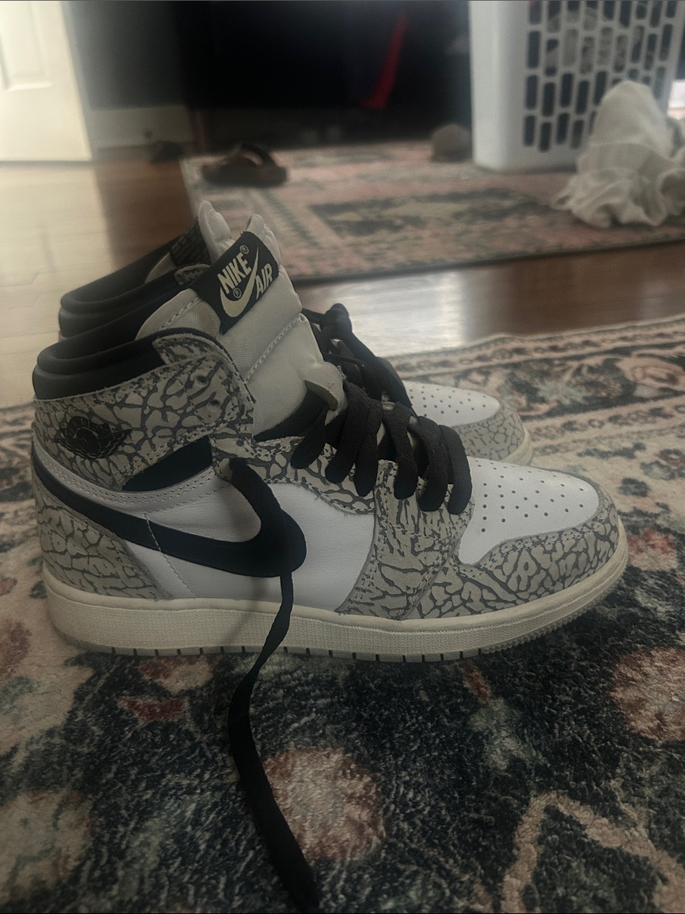 Nike Air Jordan 1 Mid White and Gray Elephant Print